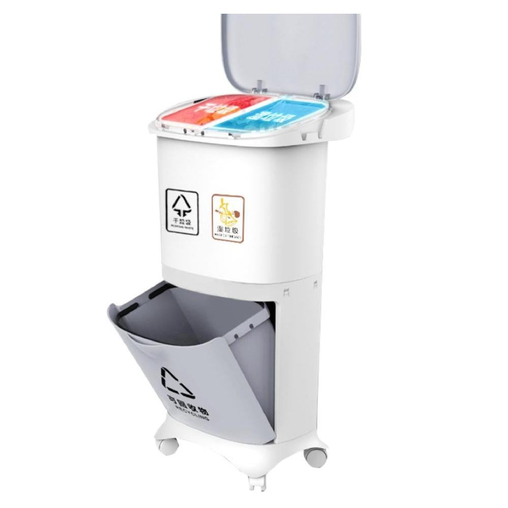 Wheeled Trash Can with Lid - 42L, Multi-Layer Options by HitMyNeed
