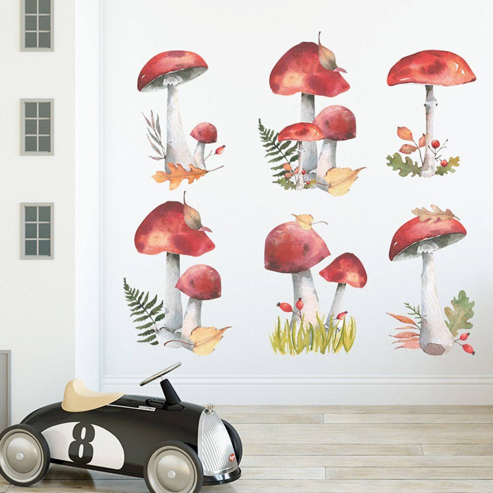 Whimsical PVC Mushroom Wall Stickers Set by HitMyNeed