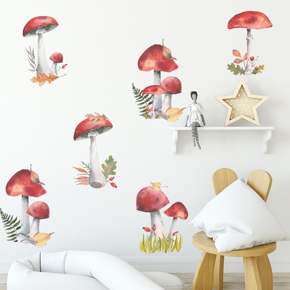 Whimsical PVC Mushroom Wall Stickers Set by HitMyNeed
