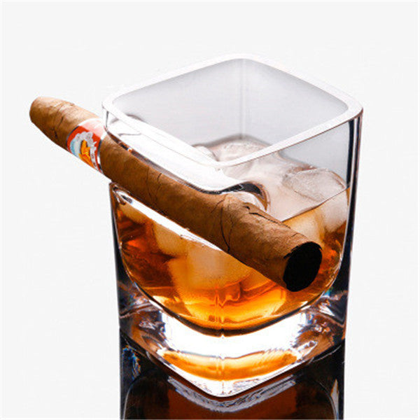 Whiskey Glass with Integrated Cigar Holder by HitMyNeed