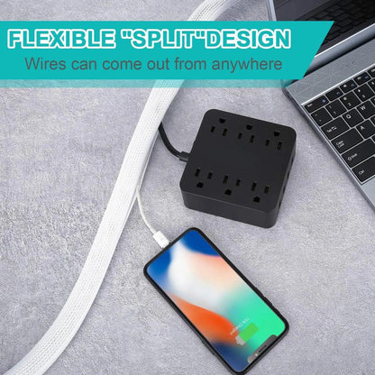 White Cable Sleeve Organizer for Desk, PC & TV by HitMyNeed