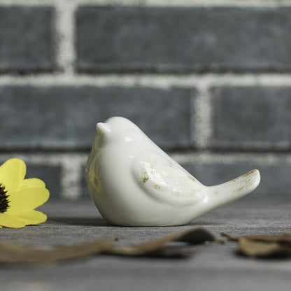 White Ceramic Bird Figurines Set of 2 by HitMyNeed