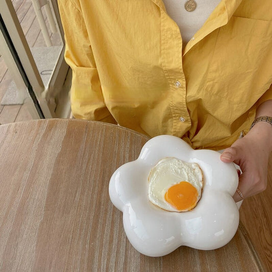 White Ceramic Cloud Plate 18 cm by HitMyNeed