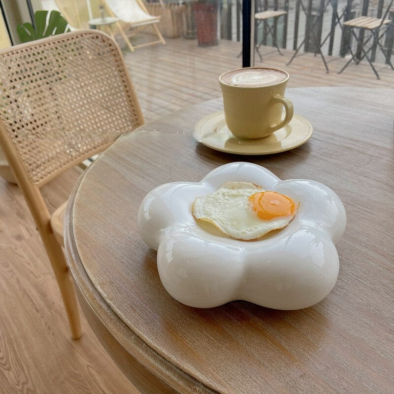 White Ceramic Cloud Plate 18 cm by HitMyNeed
