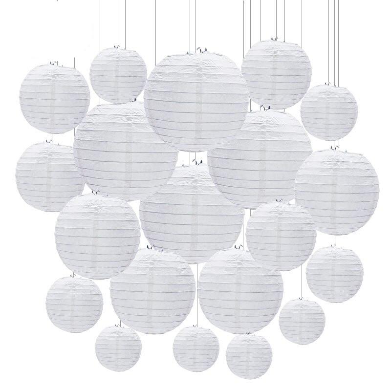 White Chinese Paper Lanterns Set (30 Pack) by HitMyNeed
