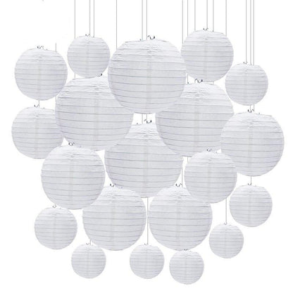White Chinese Paper Lanterns Set (30 Pack) by HitMyNeed