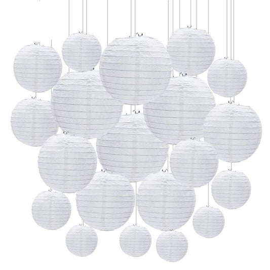 White Chinese Paper Lanterns Set (30 Pack) by HitMyNeed