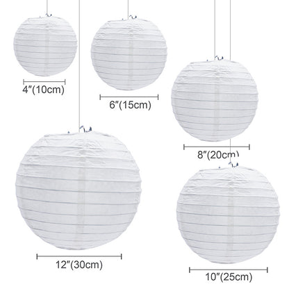 White Chinese Paper Lanterns Set (30 Pack) by HitMyNeed