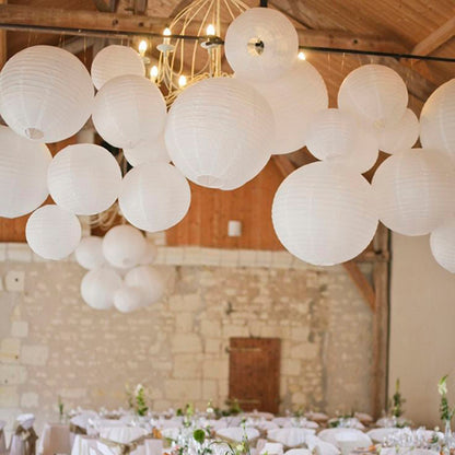 White Chinese Paper Lanterns Set (30 Pack) by HitMyNeed