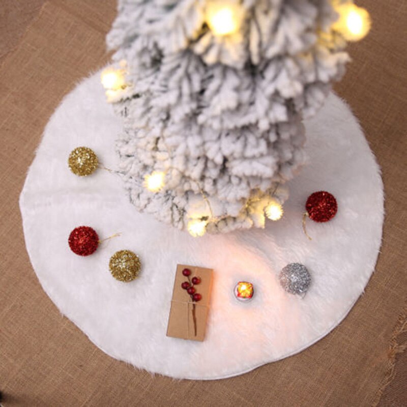 White Christmas Tree Skirt, 60 cm Floor Protector by HitMyNeed