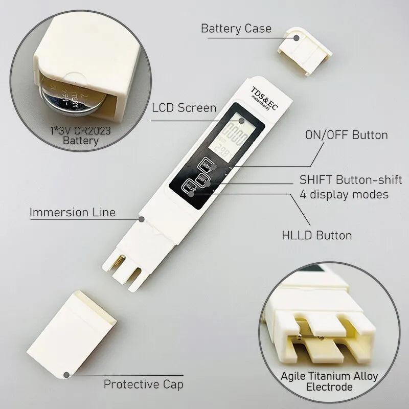 White Digital TDS EC Water Quality Tester 3-in-1 by HitMyNeed