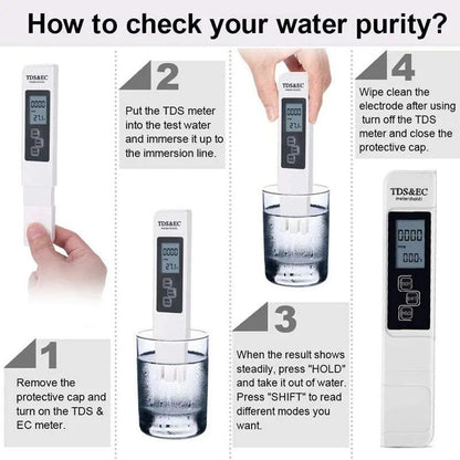 White Digital TDS EC Water Quality Tester 3-in-1 by HitMyNeed