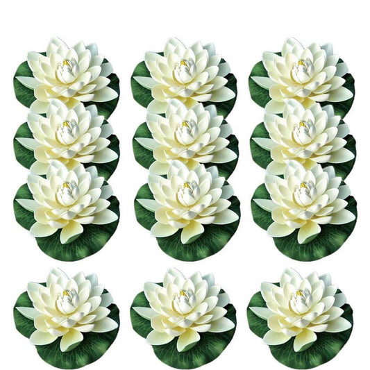 White EVA Artificial Floating Flowers, 12-Pack by HitMyNeed