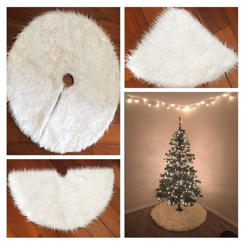 White Faux Fur Christmas Tree Skirt 68cm by HitMyNeed