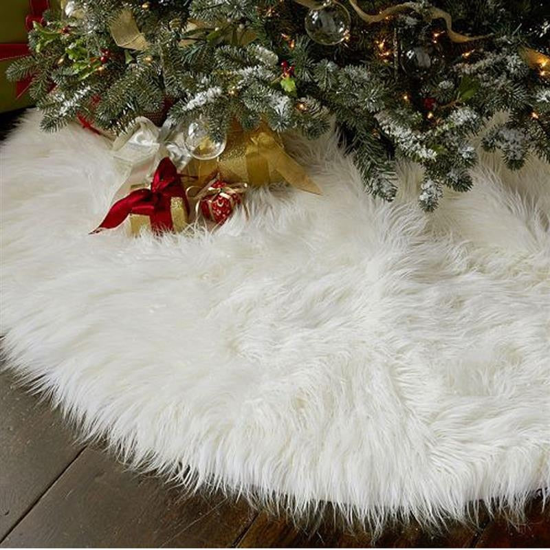 White Faux Fur Christmas Tree Skirt 78cm by HitMyNeed