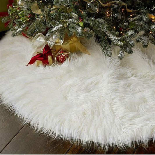 White Faux Fur Christmas Tree Skirt 78cm by HitMyNeed