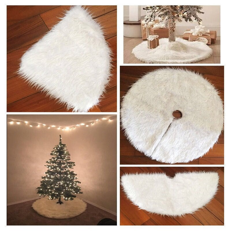 White Faux Fur Christmas Tree Skirt 78cm by HitMyNeed