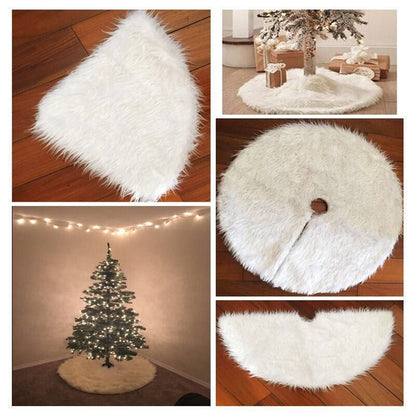 White Faux Fur Christmas Tree Skirt 78cm by HitMyNeed