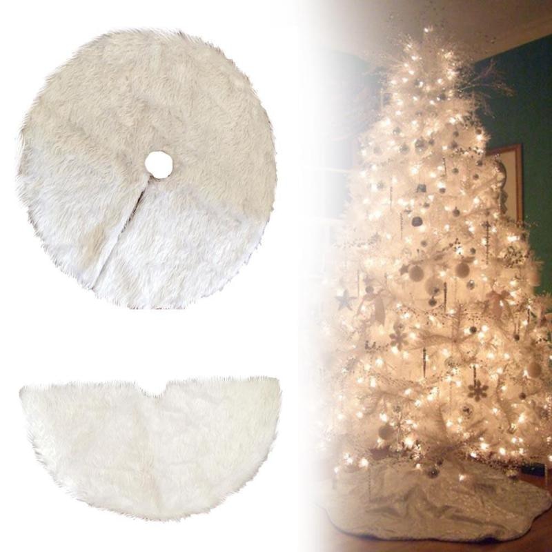 White Faux Fur Christmas Tree Skirt 78cm by HitMyNeed
