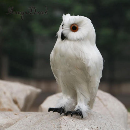 White Feathered Realistic Owl Garden Deterrent 30cm by HitMyNeed