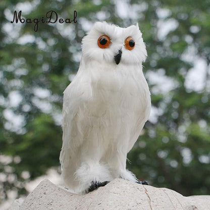 White Feathered Realistic Owl Garden Deterrent 30cm by HitMyNeed