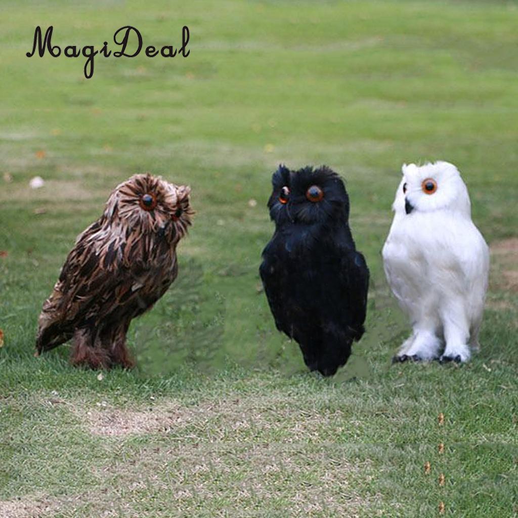 White Feathered Realistic Owl Garden Deterrent 30cm by HitMyNeed