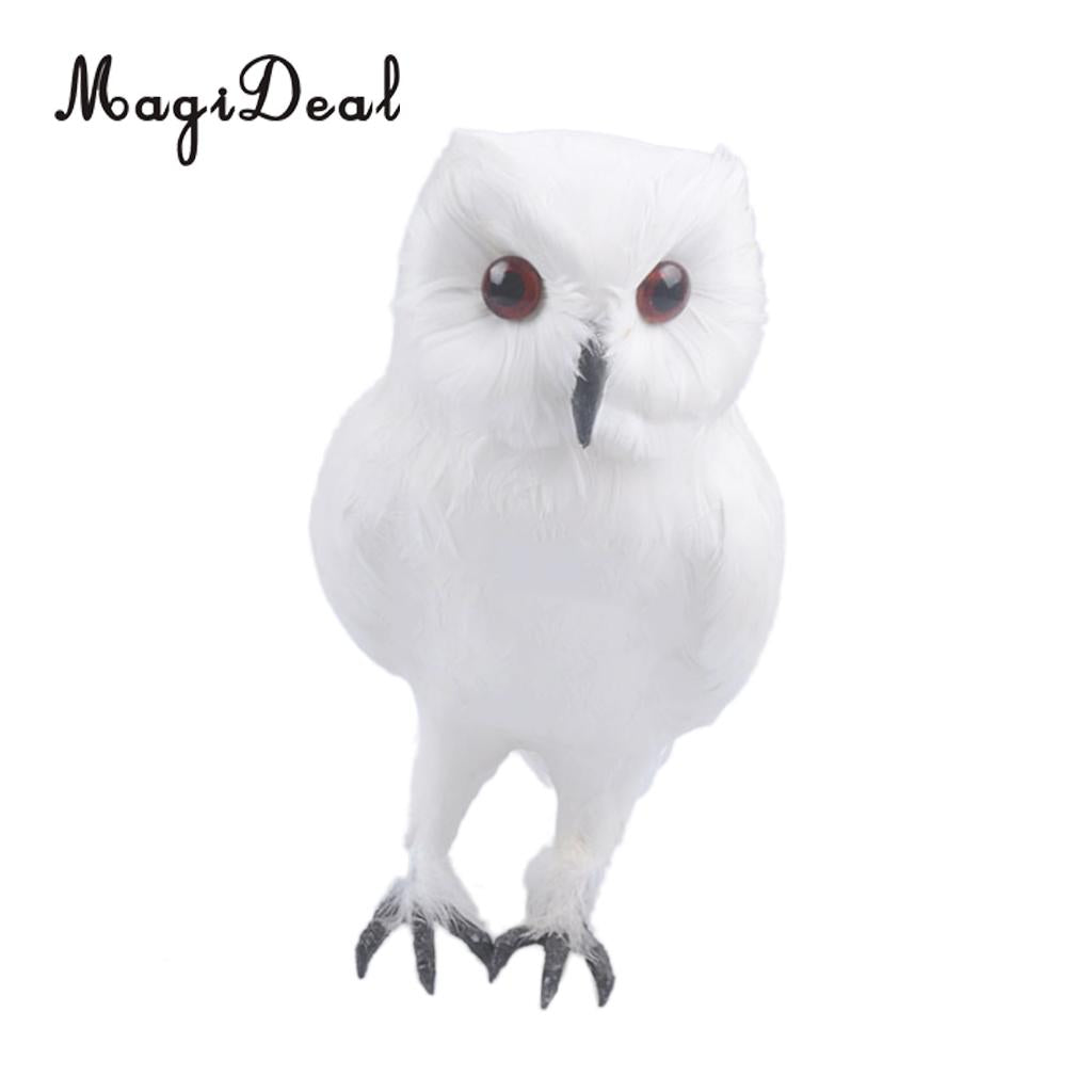 White Feathered Realistic Owl Garden Deterrent 30cm by HitMyNeed