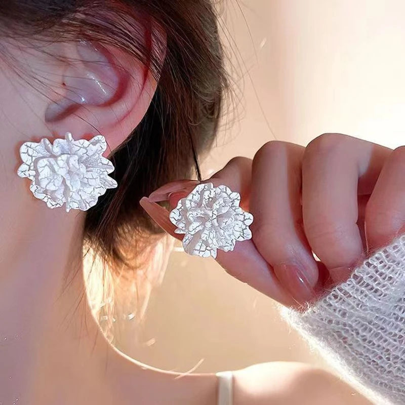 White Flower Stud Earrings for Everyday Elegance by HitMyNeed