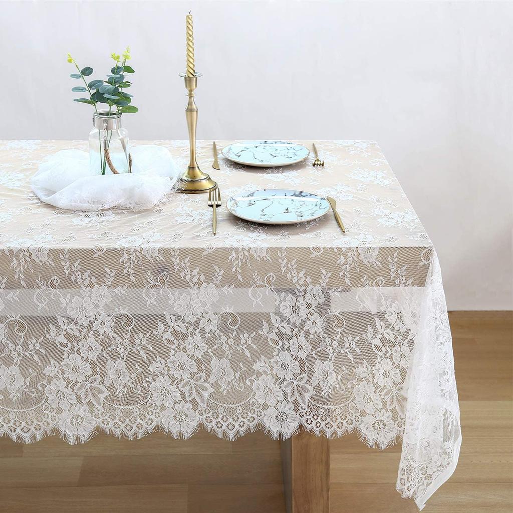 White Lace Tablecloth 150 x 300cm by HitMyNeed