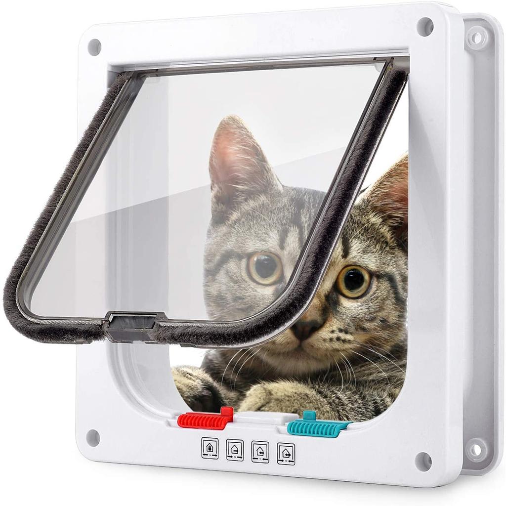 White Lockable Small Pet Flap Door 20 x 19 cm by HitMyNeed