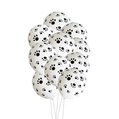 White Paw Print Balloons 12" Latex (10 Pack) by HitMyNeed