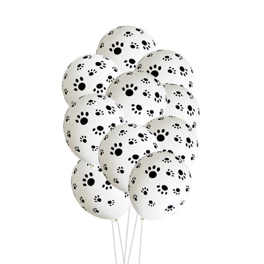 White Paw Print Balloons 12" Latex (10 Pack) by HitMyNeed
