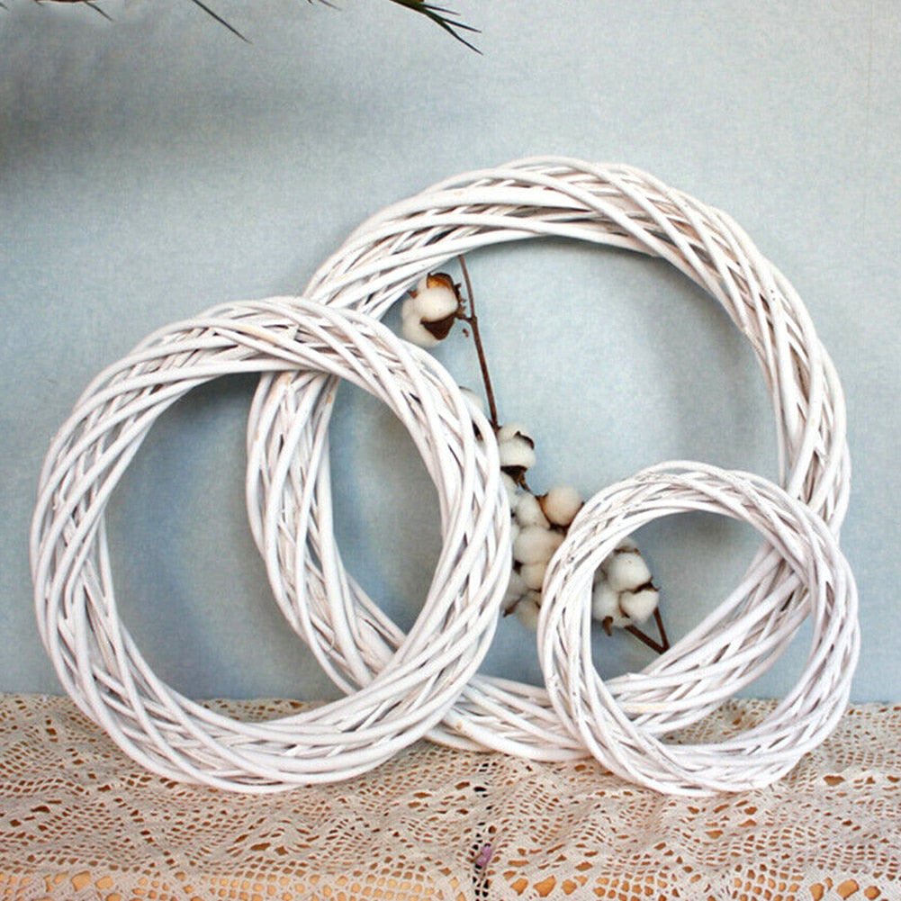 White Rattan Wreath for Christmas Craft & Décor by HitMyNeed