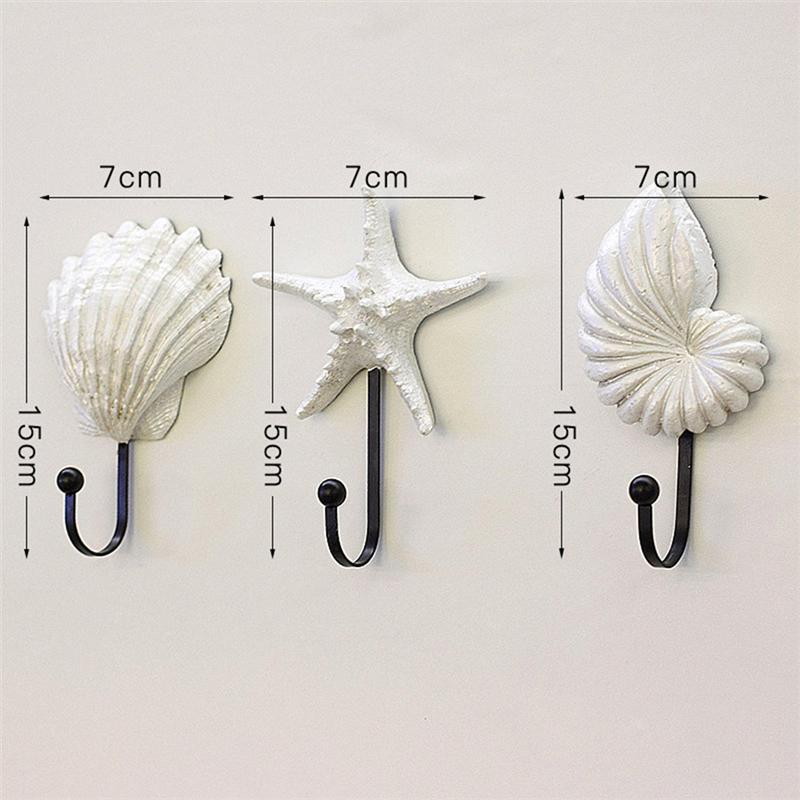 White Resin Sea Shell Wall Hooks Set of 3 by HitMyNeed
