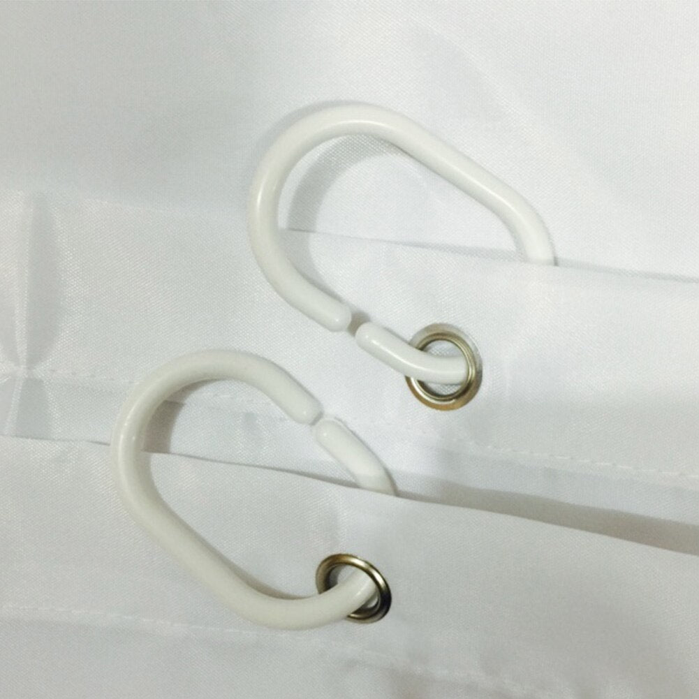 White Ruffle Shower Curtain with Hooks 180 x 180 cm by HitMyNeed