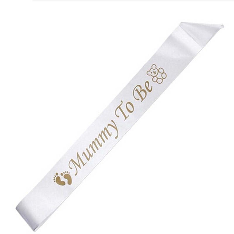 White Satin Mommy To Be Sash for Baby Showers by HitMyNeed