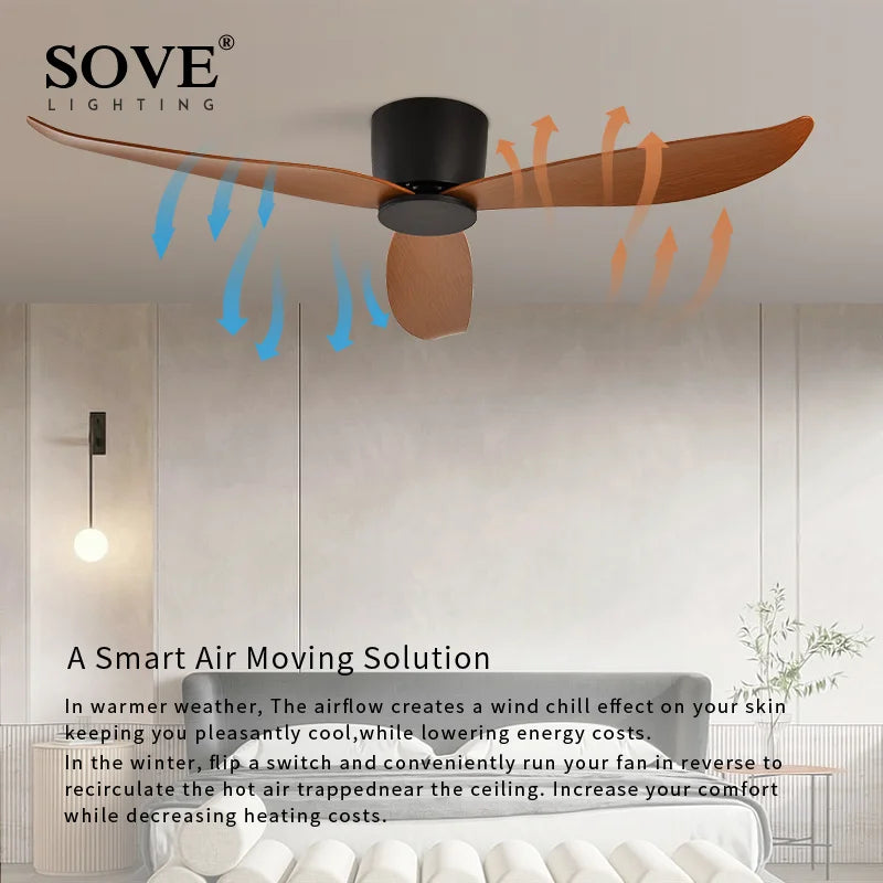 White Ultra-Thin DC Ceiling Fan with Remote, 44-52" by HitMyNeed