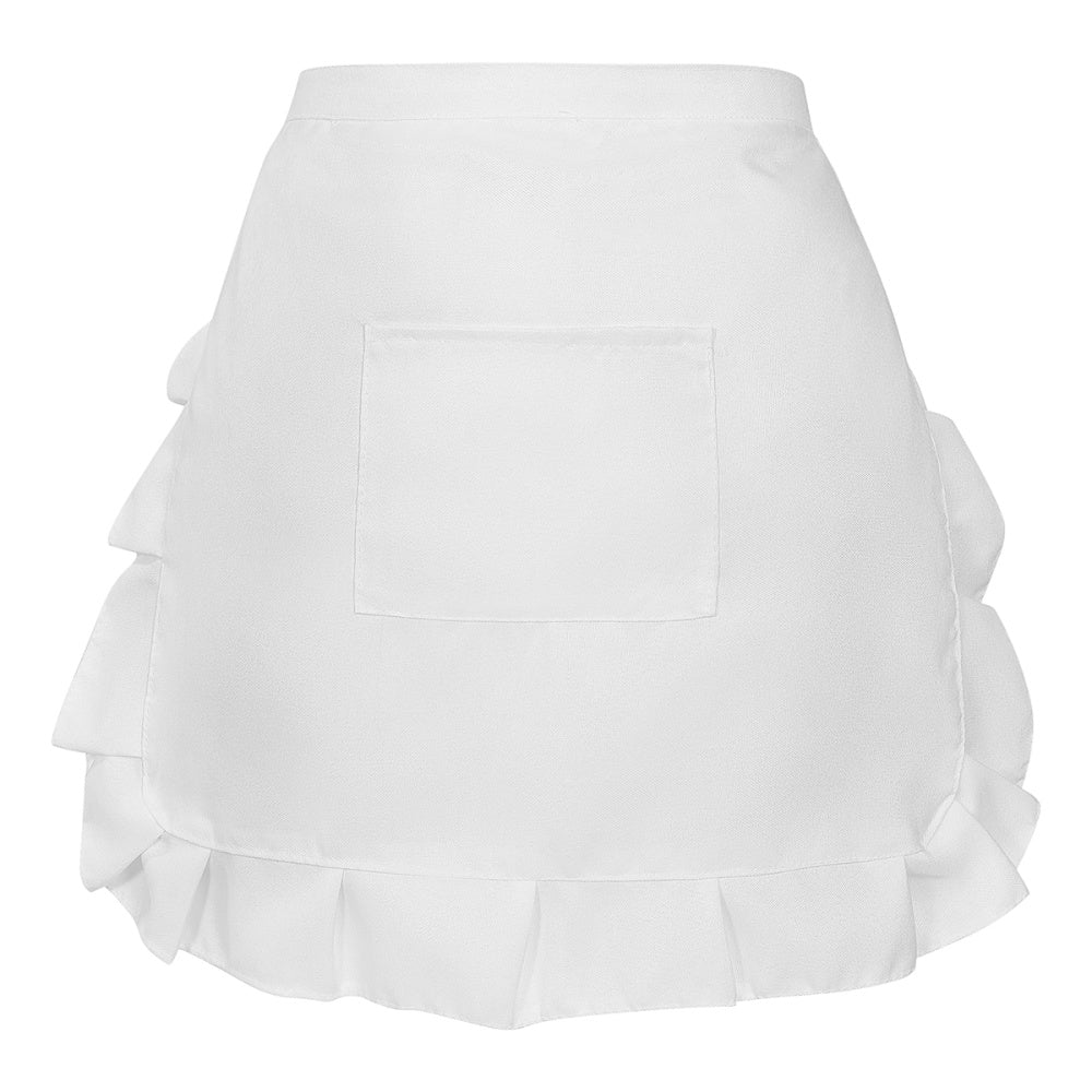 White Waist Apron with Front Pocket by HitMyNeed