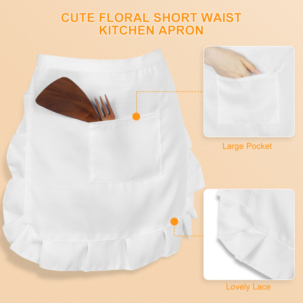 White Waist Apron with Front Pocket by HitMyNeed