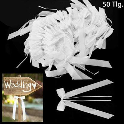 White Wedding Car Bows 50 Pack - Ready-Tied Polyester by HitMyNeed