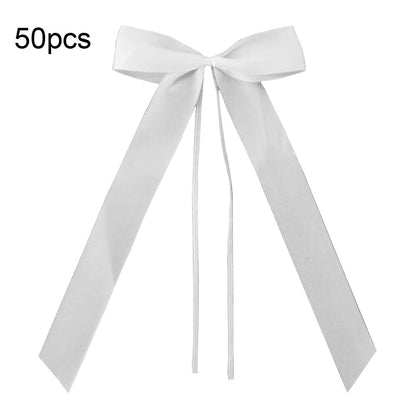 White Wedding Car Bows 50 Pack - Ready-Tied Polyester by HitMyNeed
