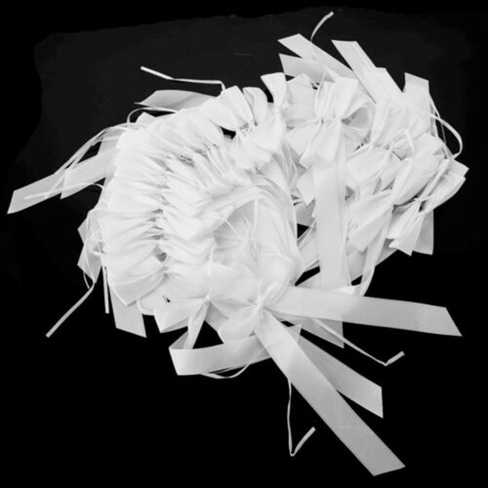 White Wedding Car Bows 50 Pack - Ready-Tied Polyester by HitMyNeed