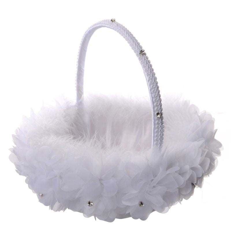 White Wedding Flower Basket for Flower Girls by HitMyNeed