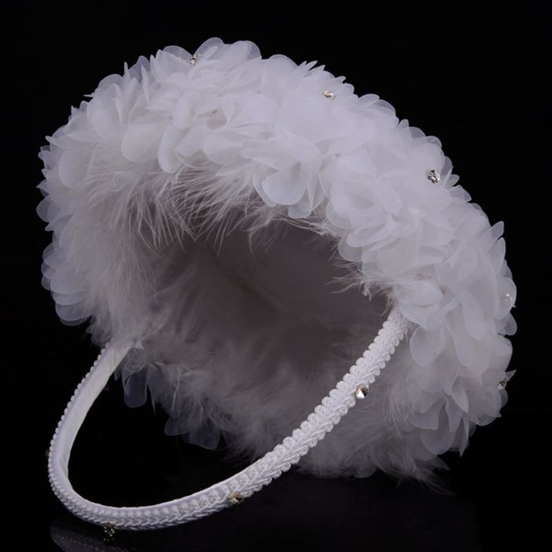 White Wedding Flower Basket for Flower Girls by HitMyNeed