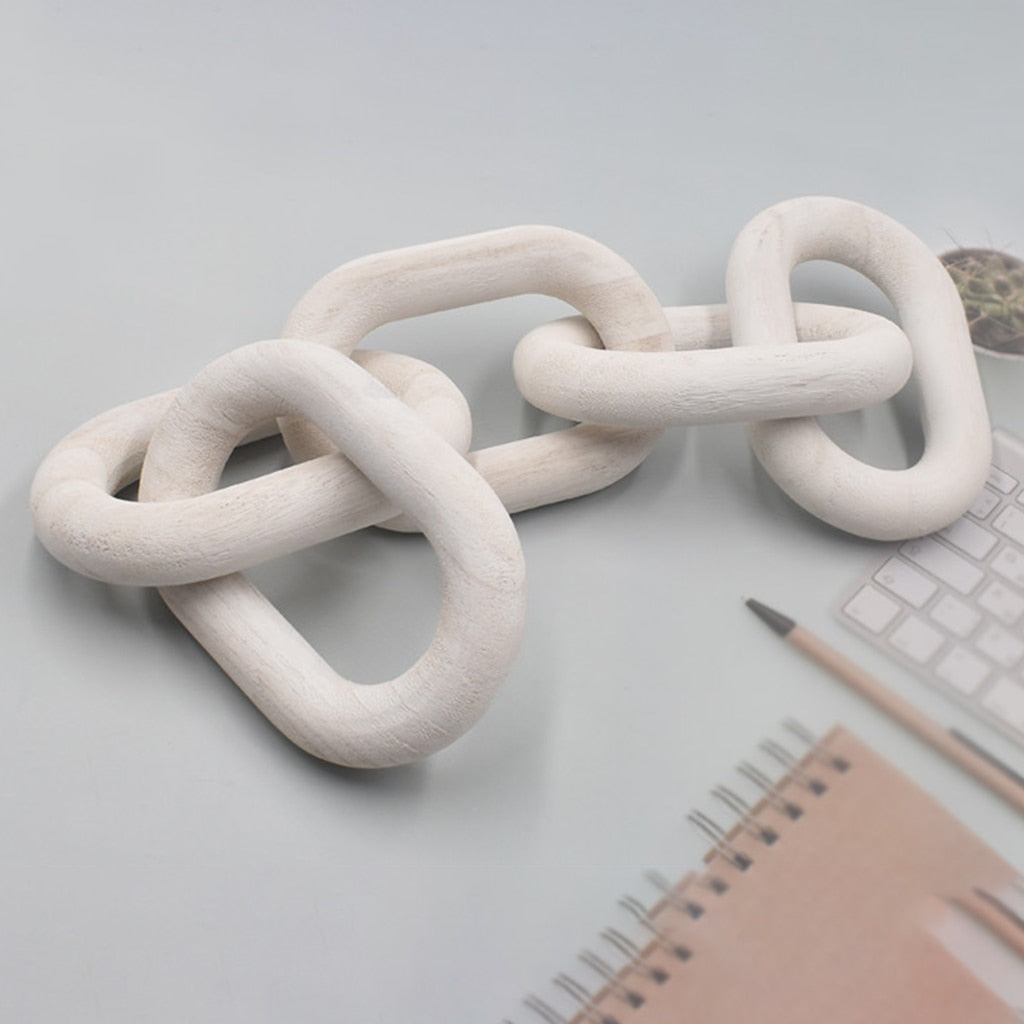 White Wood Chain Link Decor - 5-Link Sculptural Accent by HitMyNeed