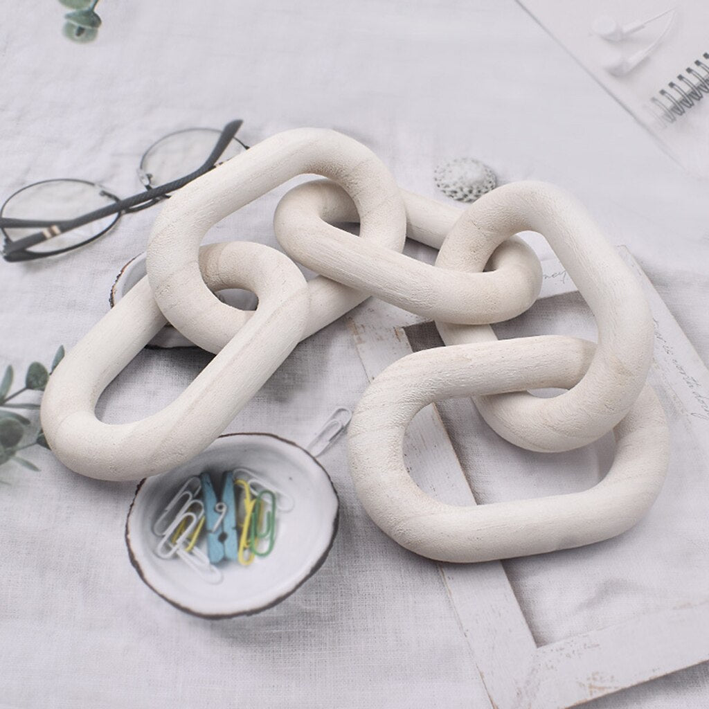 White Wood Chain Link Decor - 5-Link Sculptural Accent by HitMyNeed