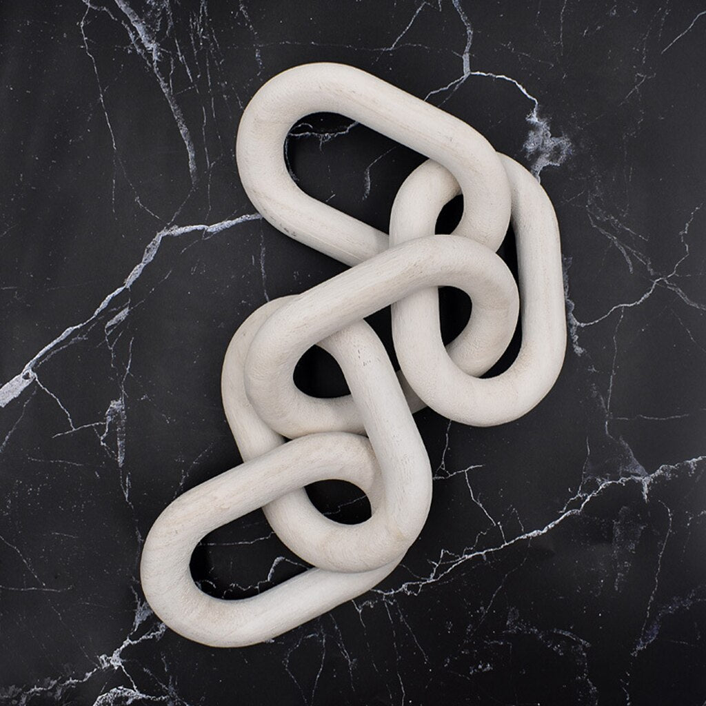 White Wood Chain Link Decor - 5-Link Sculptural Accent by HitMyNeed