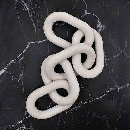 White Wood Chain Link Decor - 5-Link Sculptural Accent by HitMyNeed