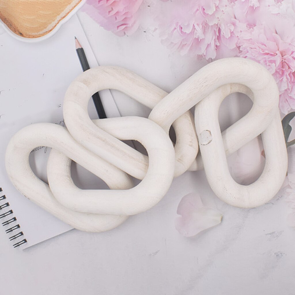 White Wood Chain Link Decor - 5-Link Sculptural Accent by HitMyNeed
