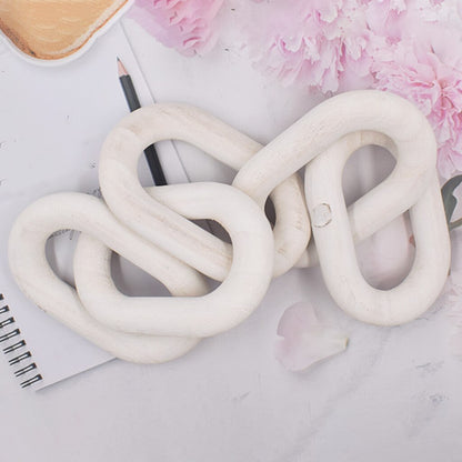 White Wood Chain Link Decor - 5-Link Sculptural Accent by HitMyNeed